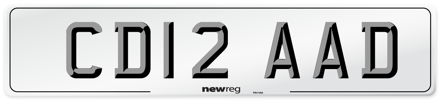 CD12 AAD Number Plate from New Reg